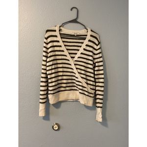 Madewell green and cream wrap Sweater